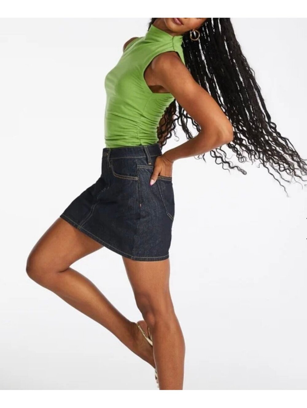 New - Vintage Style Ari Denim Mini Skirt - Size L 8/10
